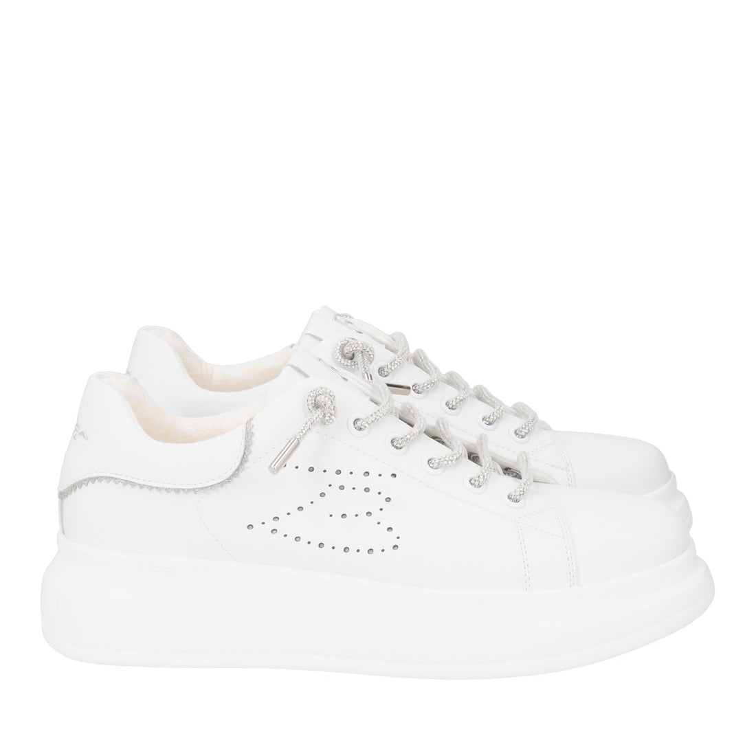 WHITE/SILVER JULIETTE SNEAKER WITH RHINESTONE LACES