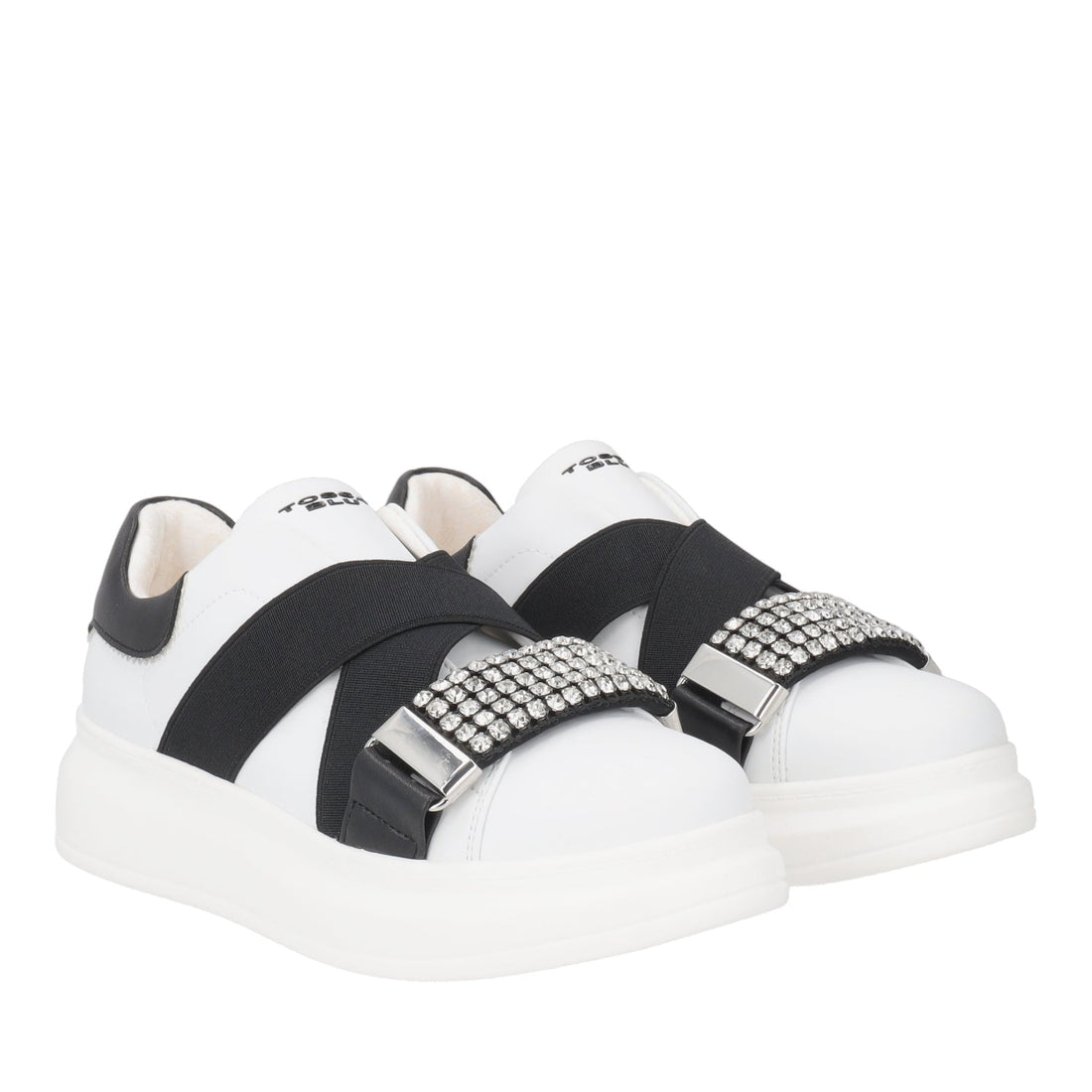 WHITE JULETTE SNEAKER WITH RHINESTONE ACCESSORY