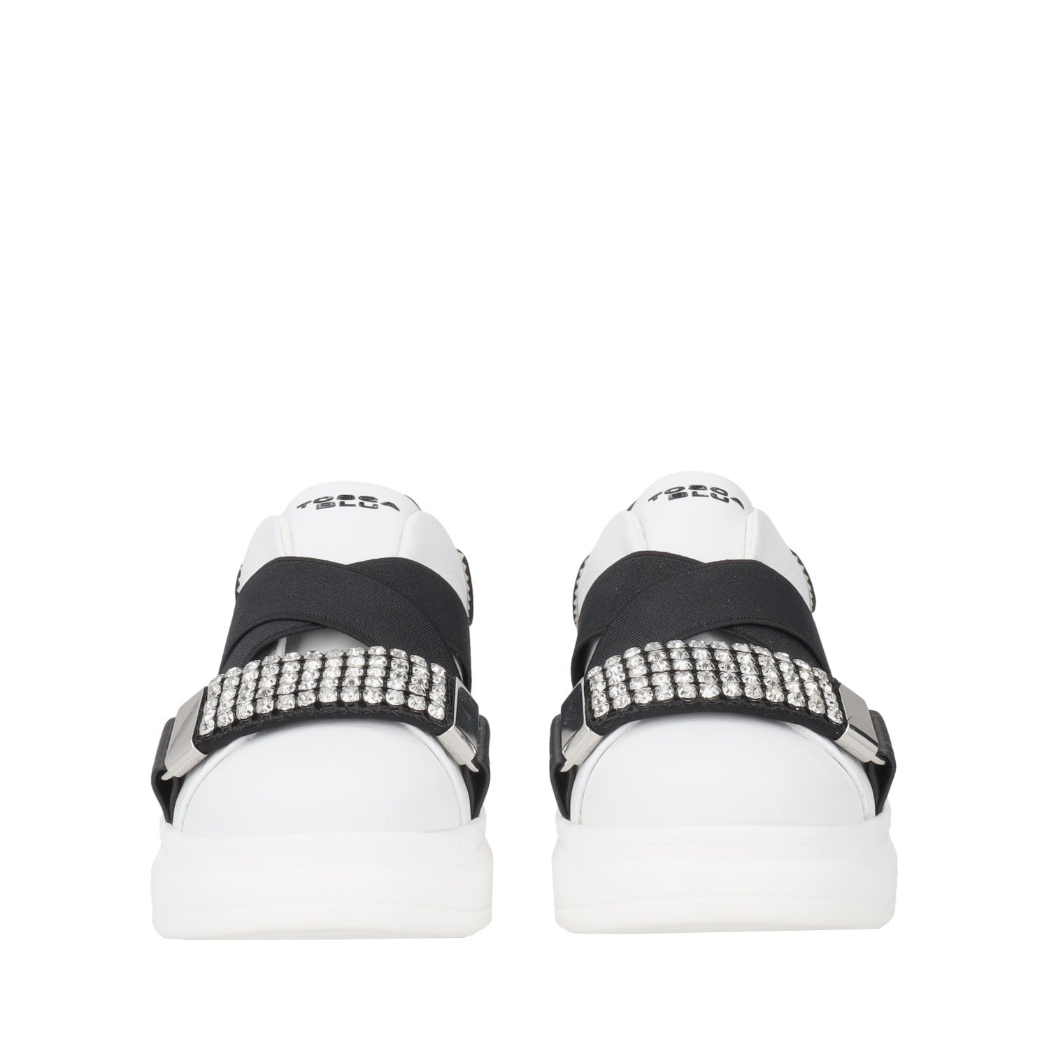 WHITE JULETTE SNEAKER WITH RHINESTONE ACCESSORY