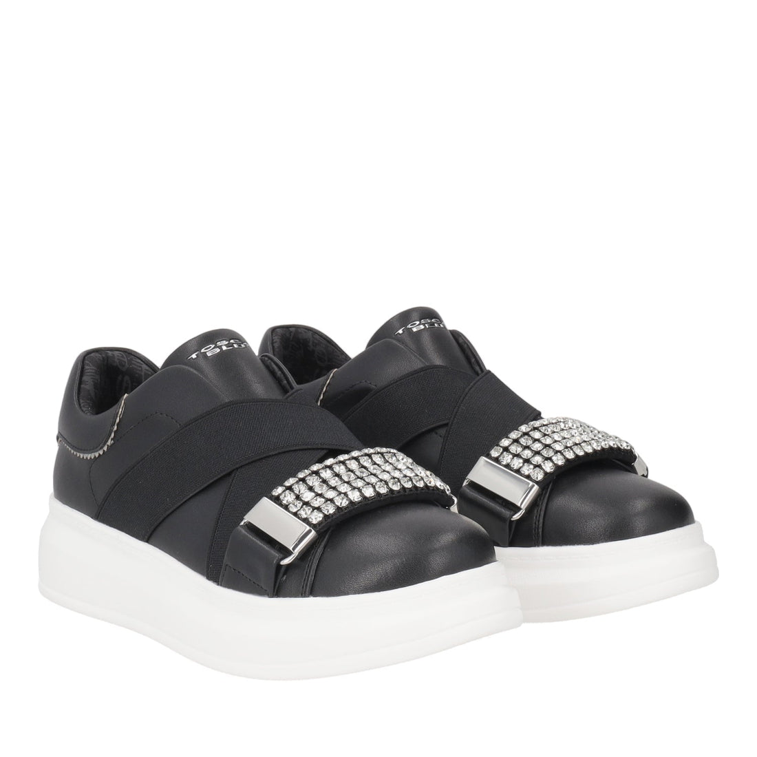 BLACK JULETTE SNEAKER WITH RHINESTONE ACCESSORY