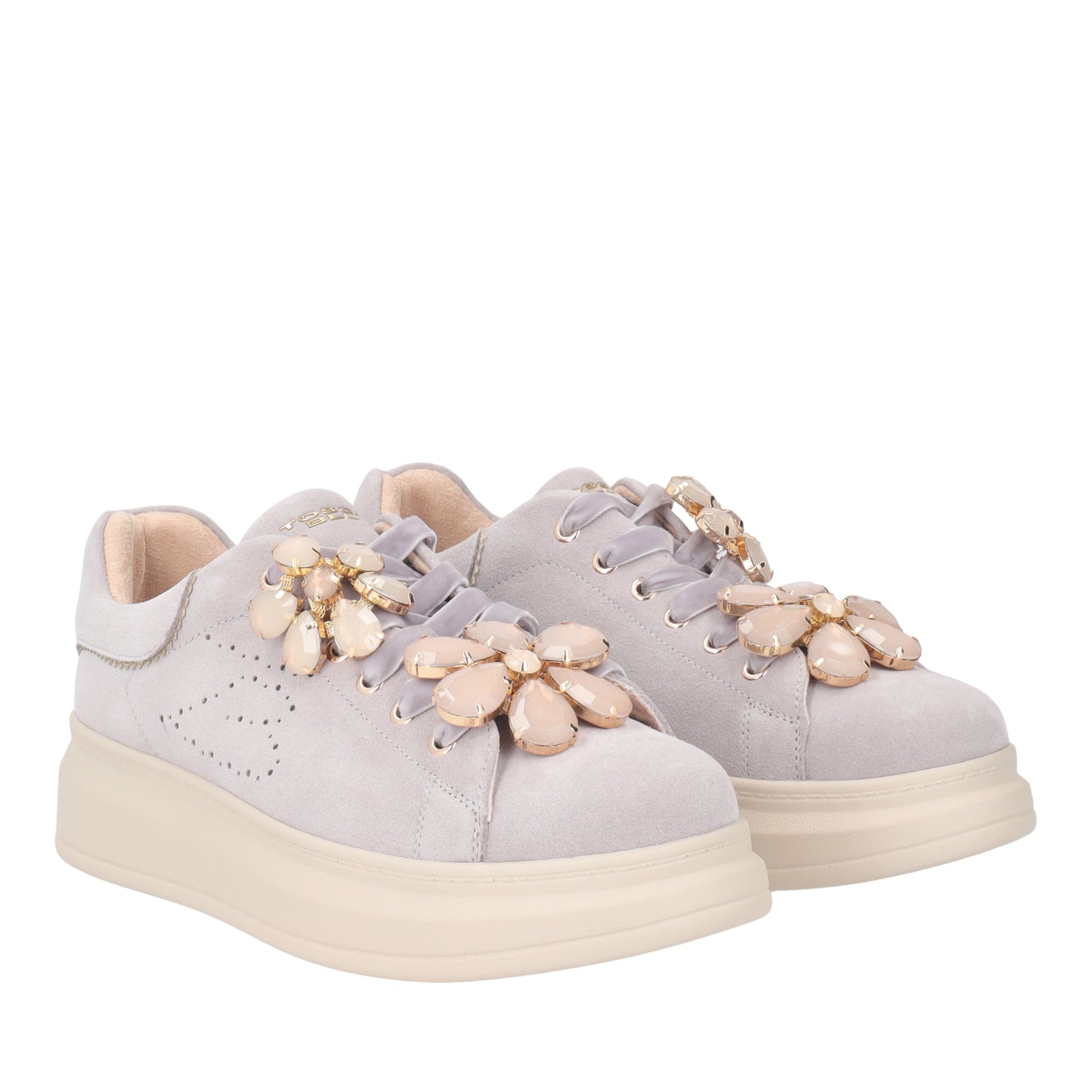 SNEAKER JULIETTE CON FIORE IN PIETRE COLORE MALVA