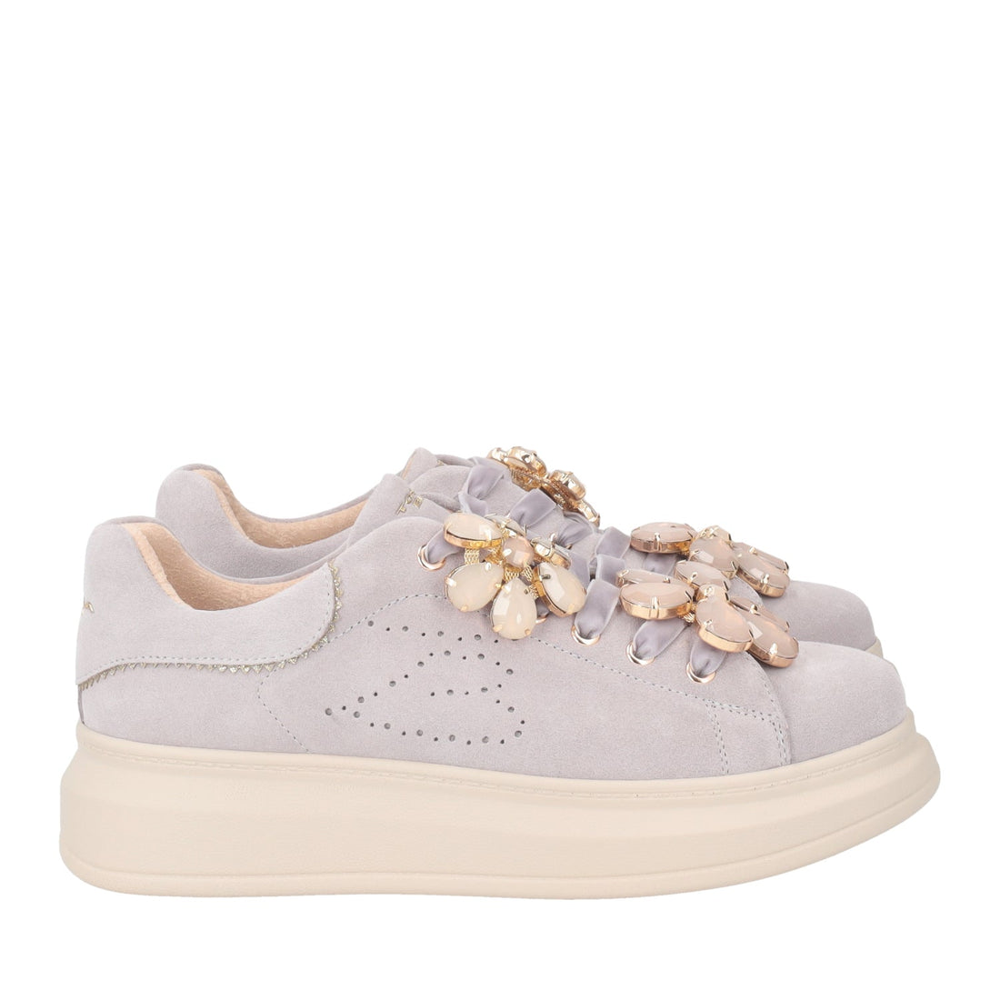 SNEAKER JULIETTE CON FIORE IN PIETRE COLORE MALVA