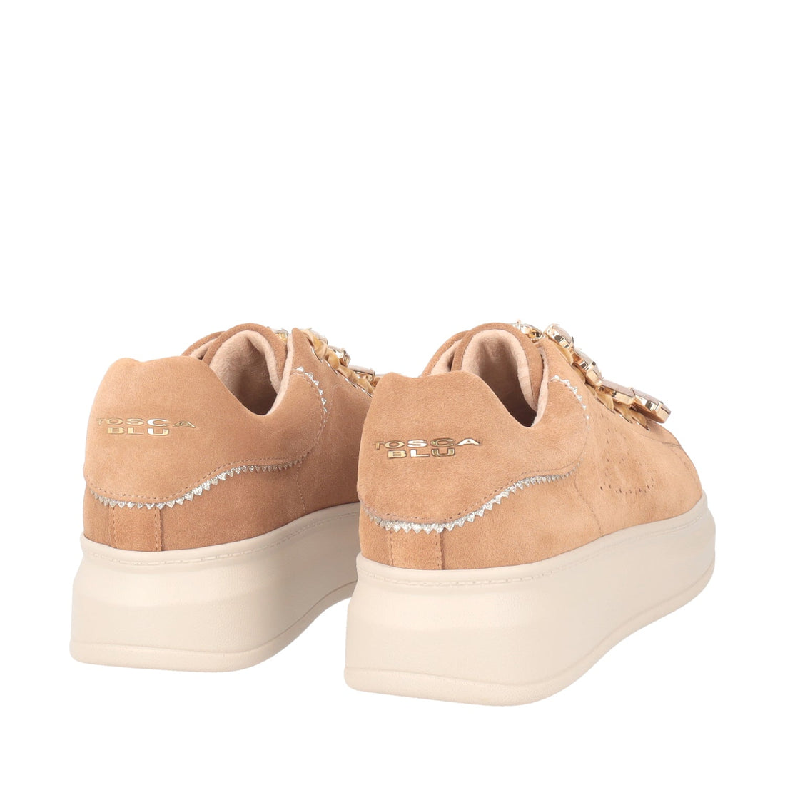 TAN JULIETTE SNEAKER WITH FLOWER IN STONES