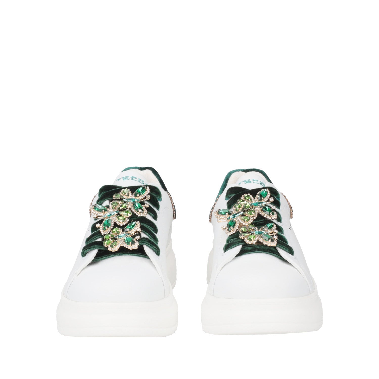 SNEAKER JULIETTE CON FARFALLE STRASSATE COLORE BIANCO/VERDE