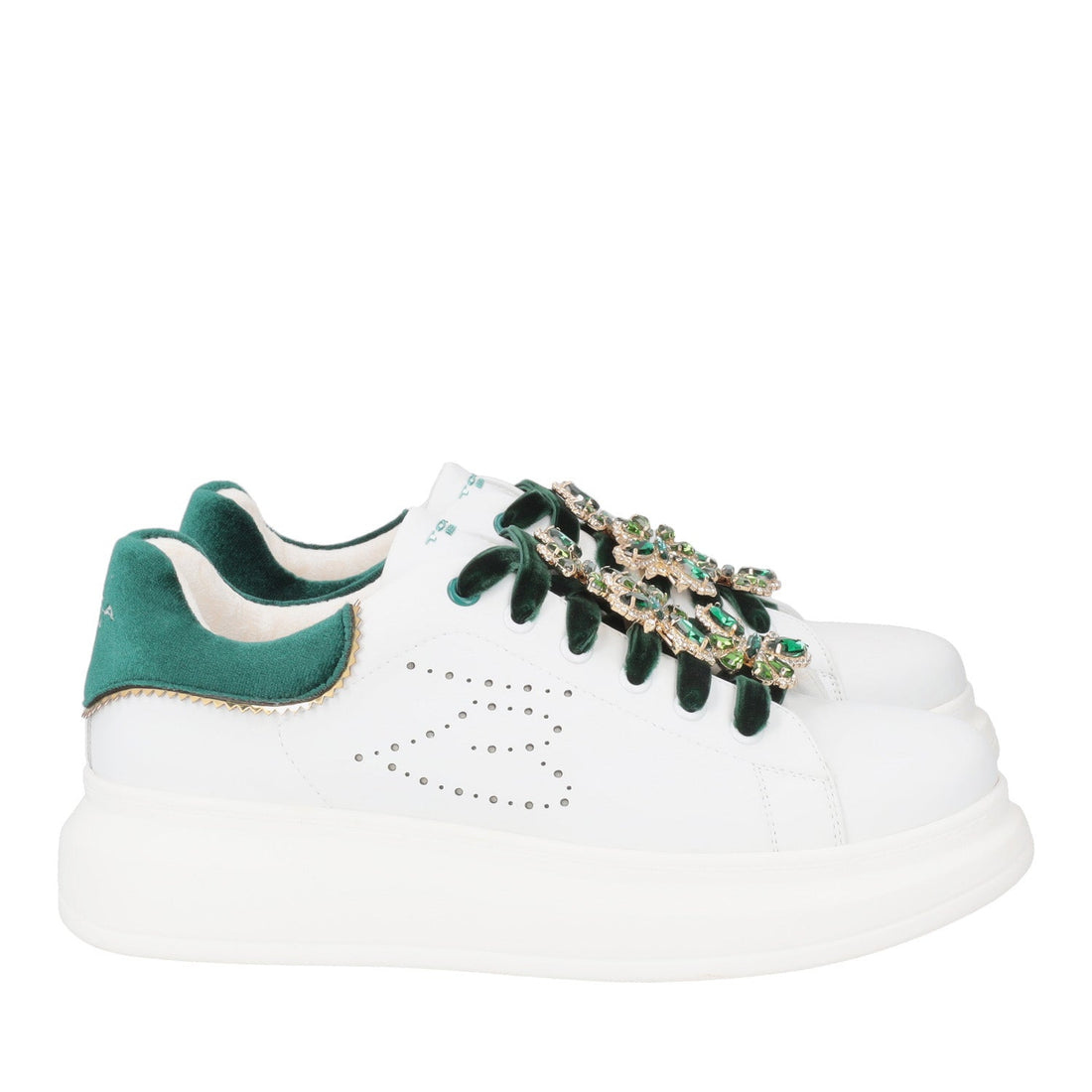 BIANCO/VERDE JULIETTE SNEAKER WITH BUTTERFLIES