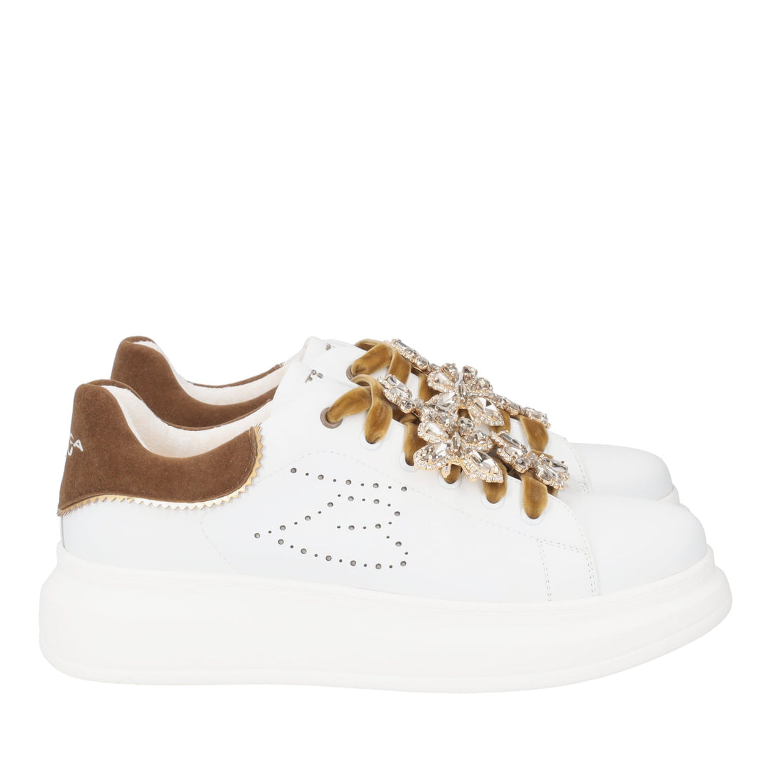 BIANCO/BRONZO JULIETTE SNEAKER WITH BUTTERFLIES