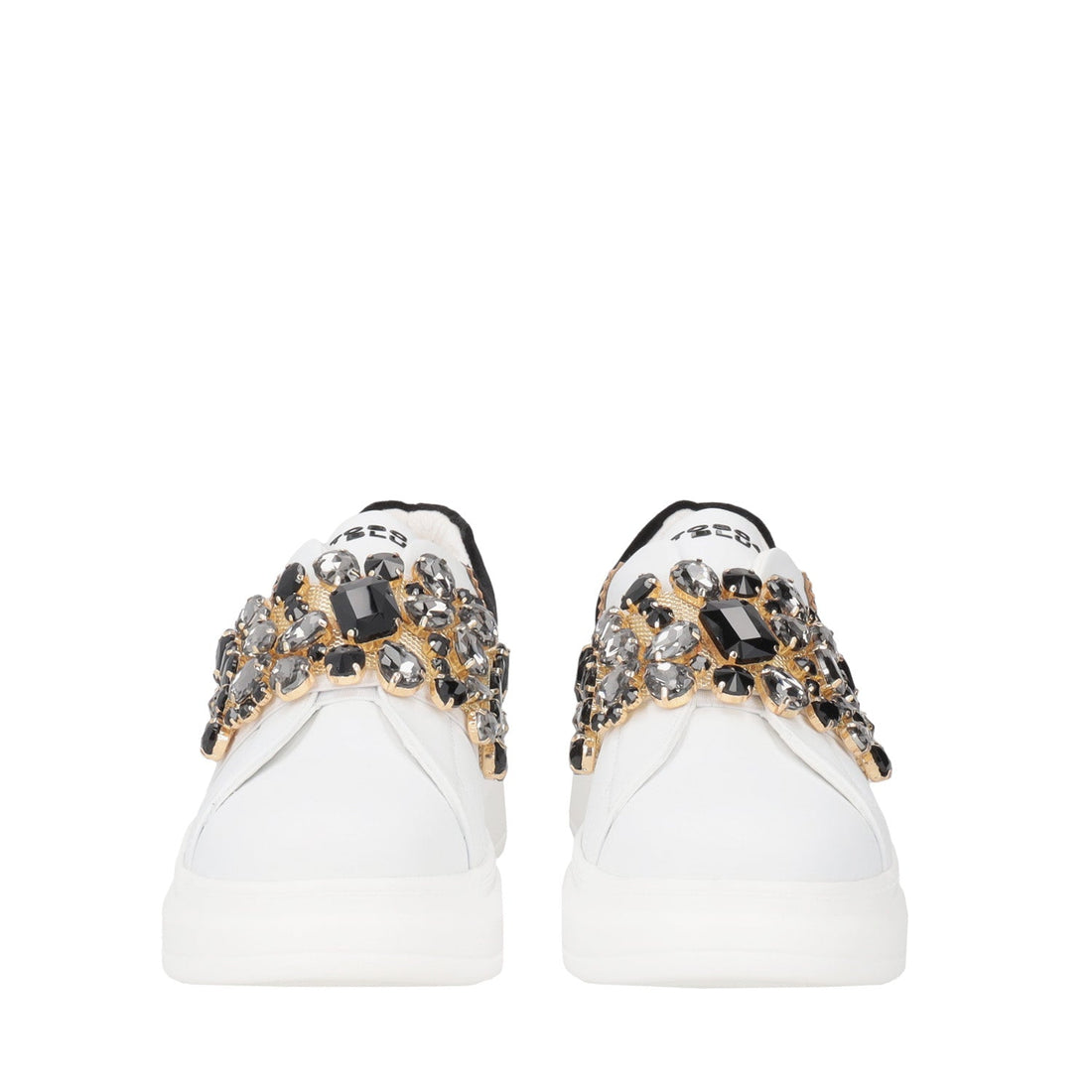 WHITE/BLACK JULIETTE SNEAKER WITH RHINESTONES BAND