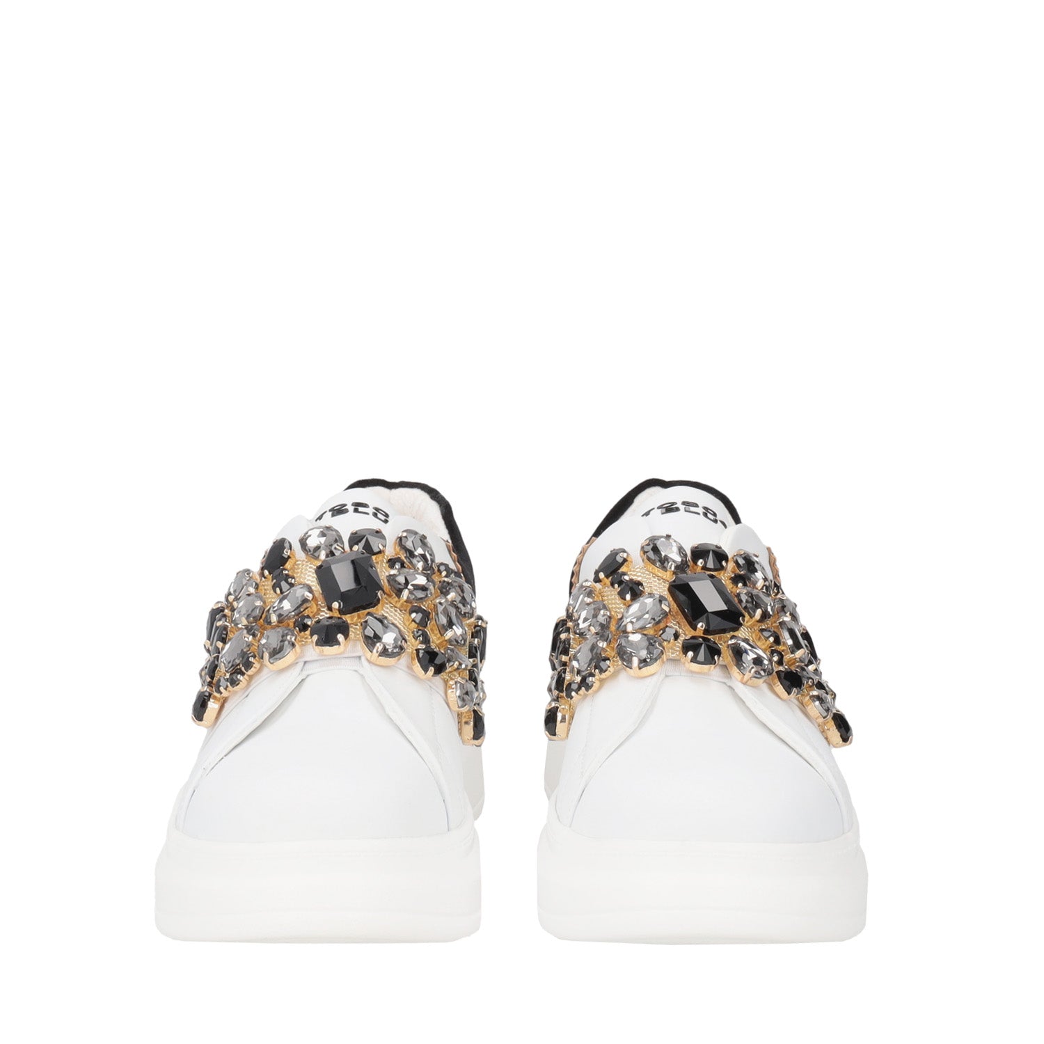 SNEAKER JULIETTE CON FASCIA IN STRASS COLORE BIANCO/NERO