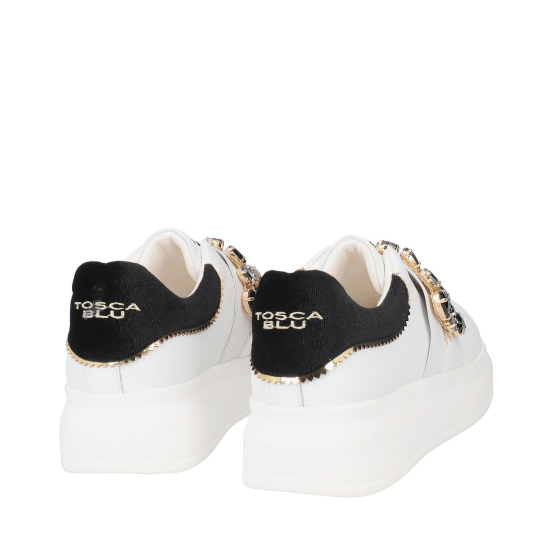 WHITE/BLACK JULIETTE SNEAKER WITH RHINESTONES BAND