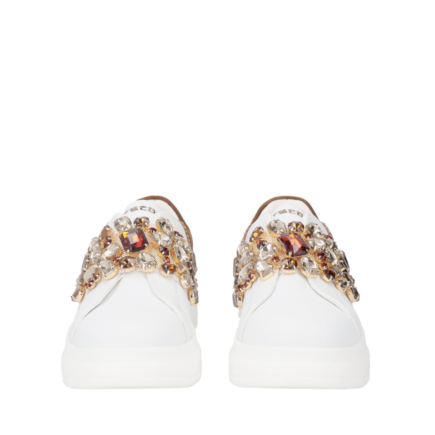 SNEAKER JULIETTE CON FASCIA IN STRASS COLORE BIANCO/BRONZO