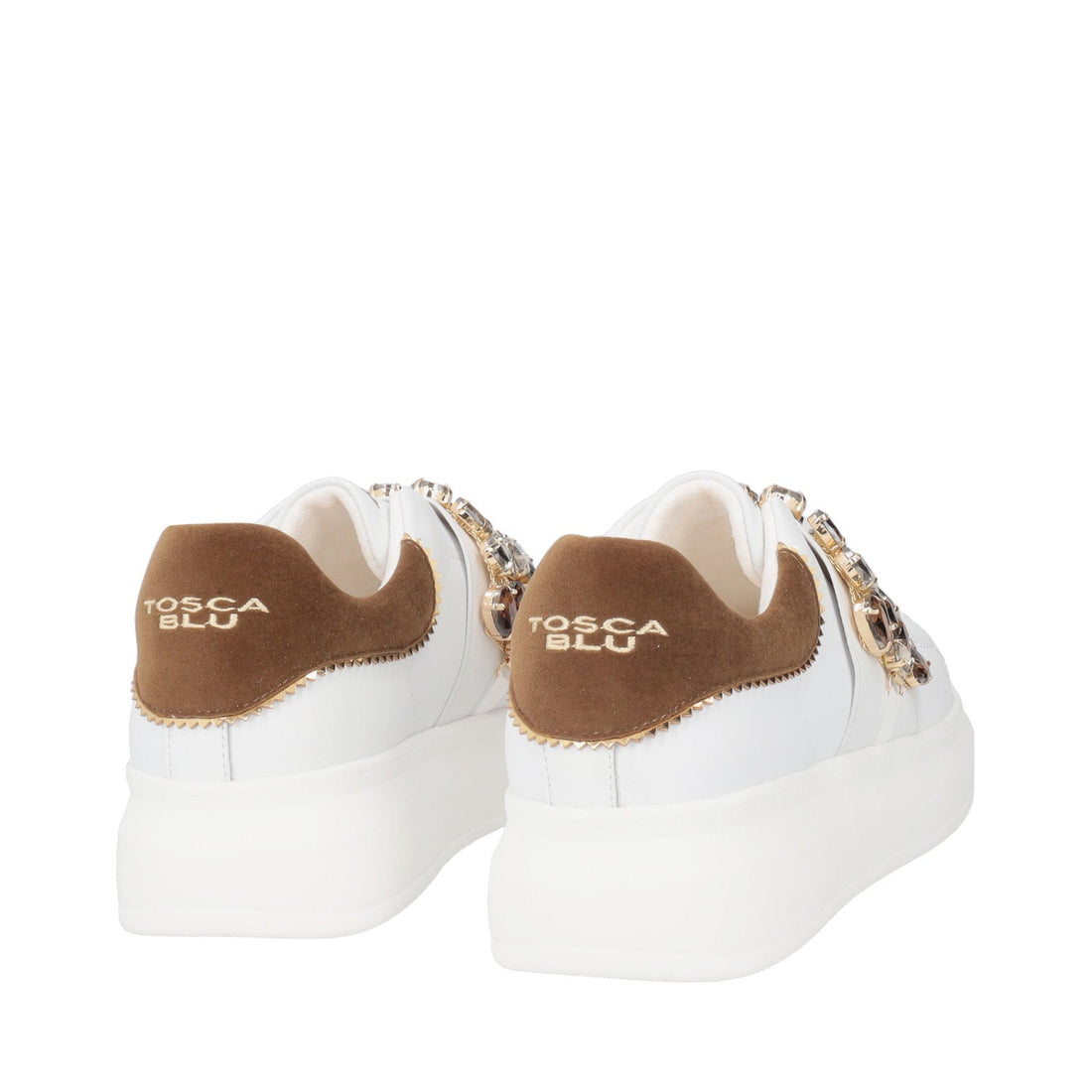 BIANCO/BRONZO JULIETTE SNEAKER WITH RHINESTONES BAND