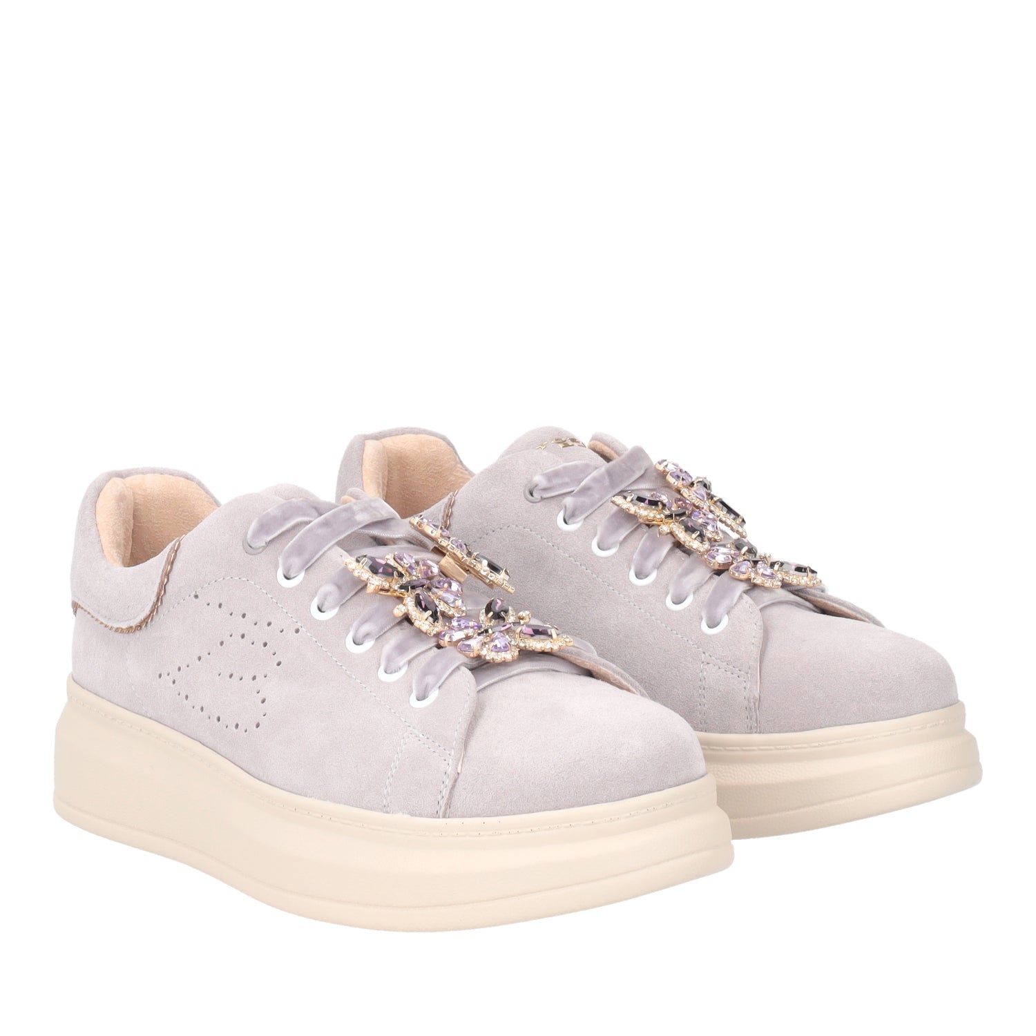 SNEAKER JULIETTE IN PELLE SCAMOSCIATA COLORE MALVA