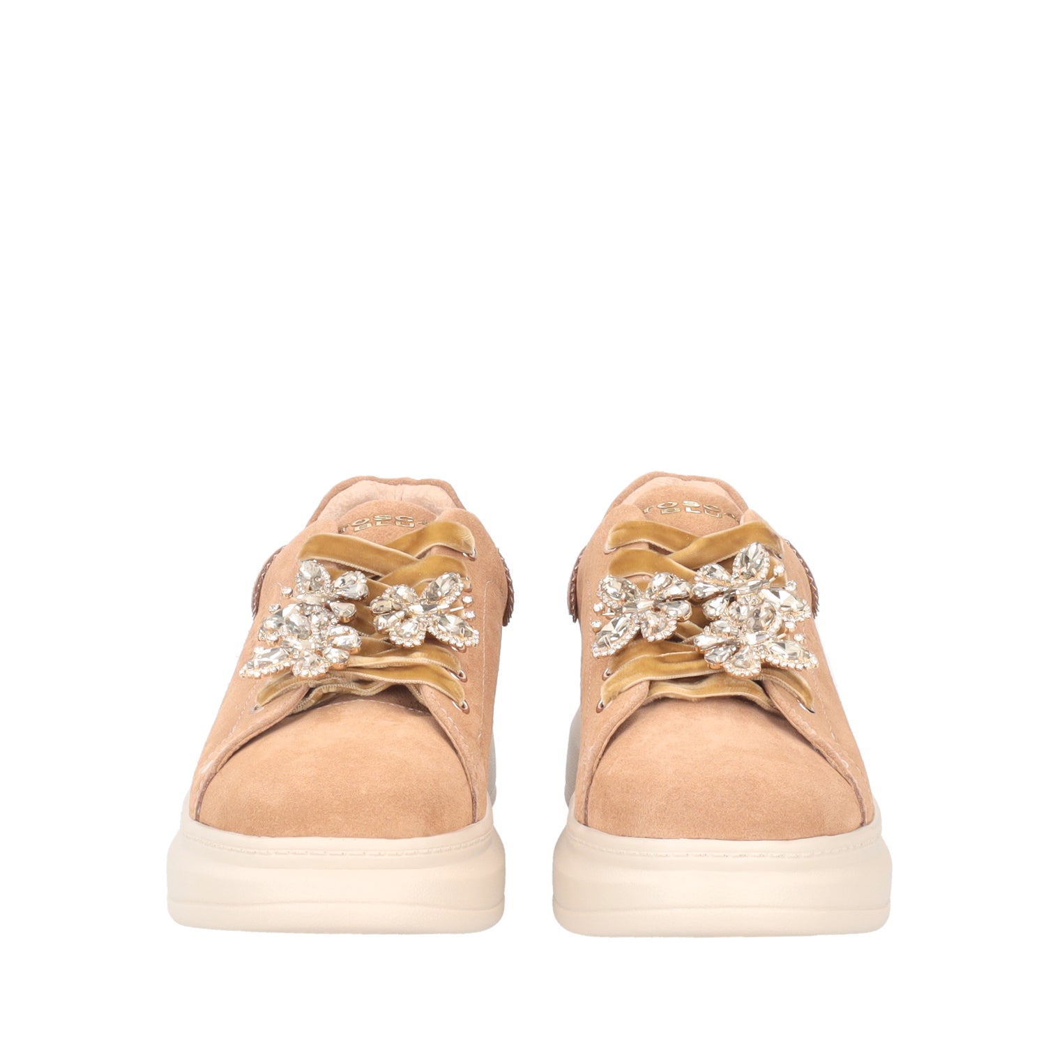 TAN JULIETTE SNEAKER IN SUEDE WITH BUTTERFLIES