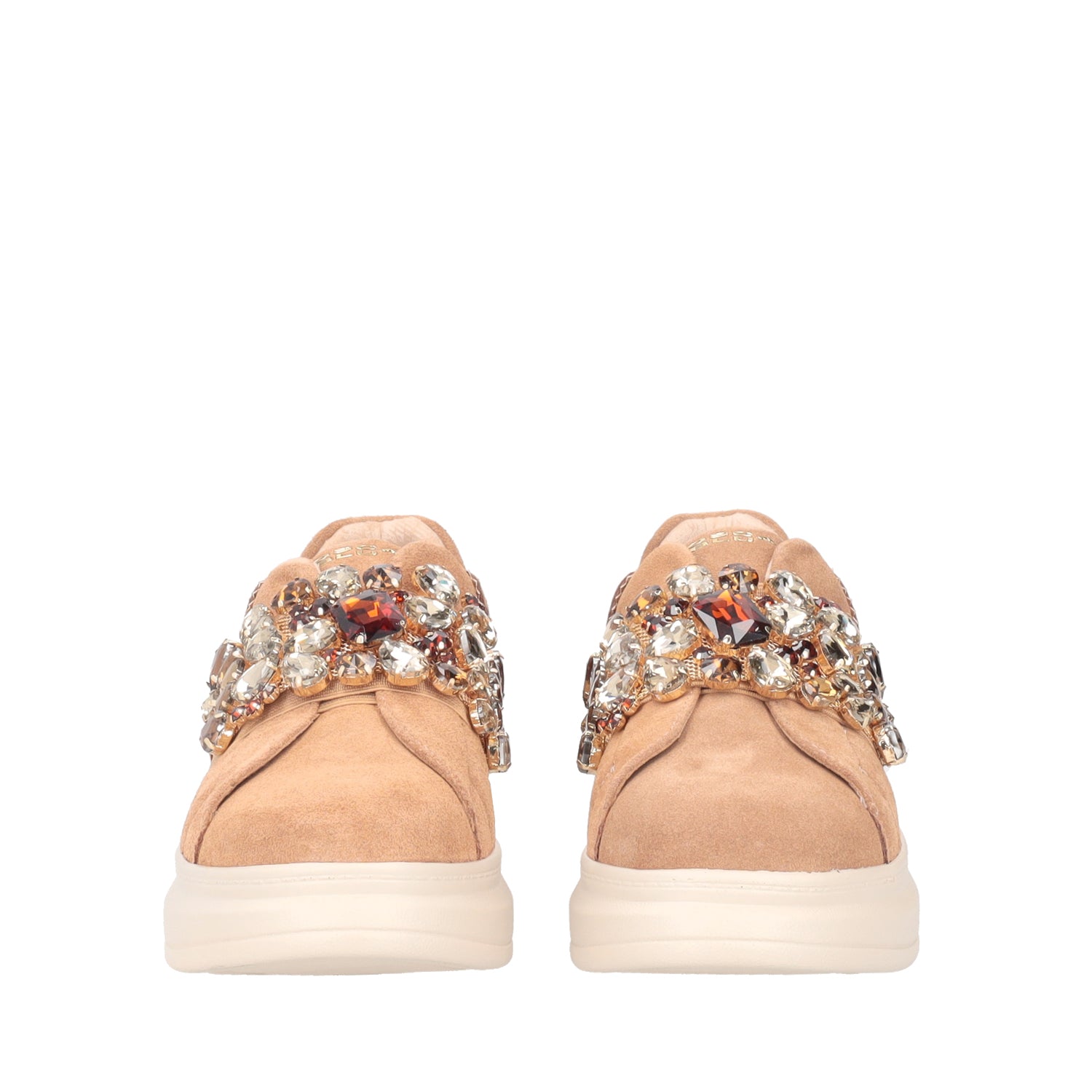 TAN JULIETTE SNEAKER IN SUEDE WITH RHINESTONES