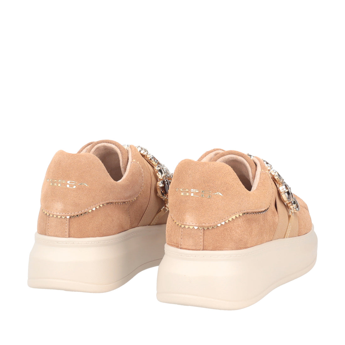 TAN JULIETTE SNEAKER IN SUEDE WITH RHINESTONES