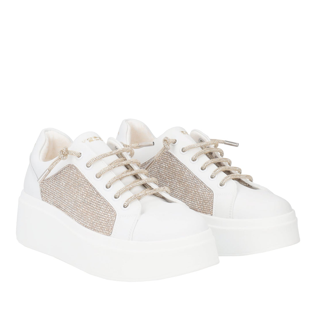 SNEAKER LILY IN PELLE CON STRASS COLORE BIANCO