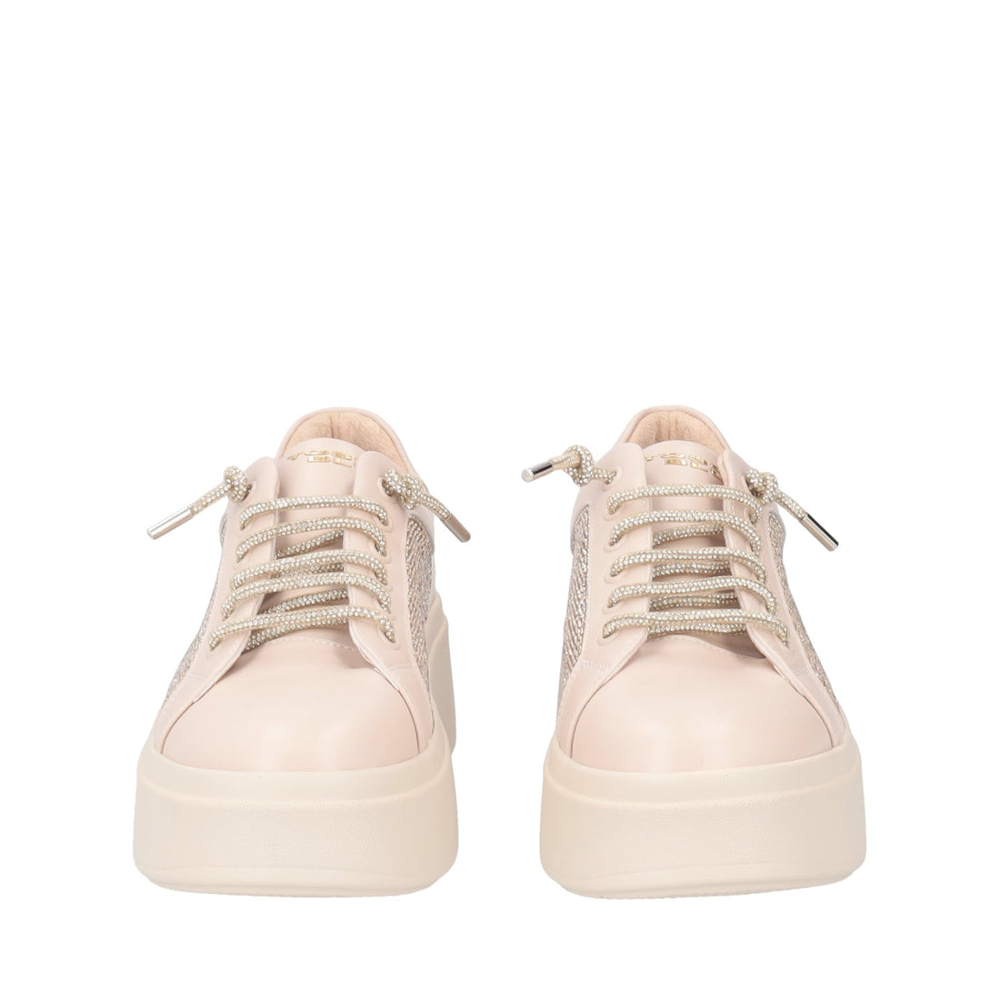 SNEAKER LILY IN PELLE CON STRASS COLORE NUDE