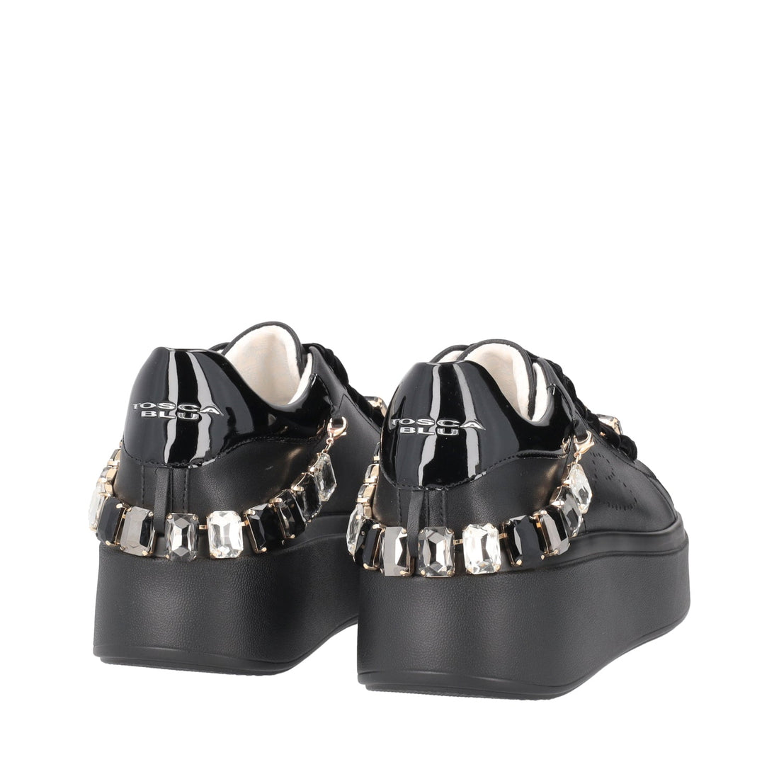 BLACK LILY SNEAKER WITH RHINESTONE AND VELVET LACES