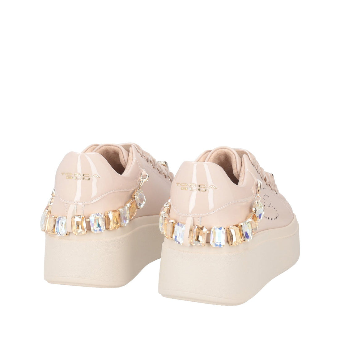 NUDE LILY SNEAKER WITH RHINESTONE AND VELVET LACES