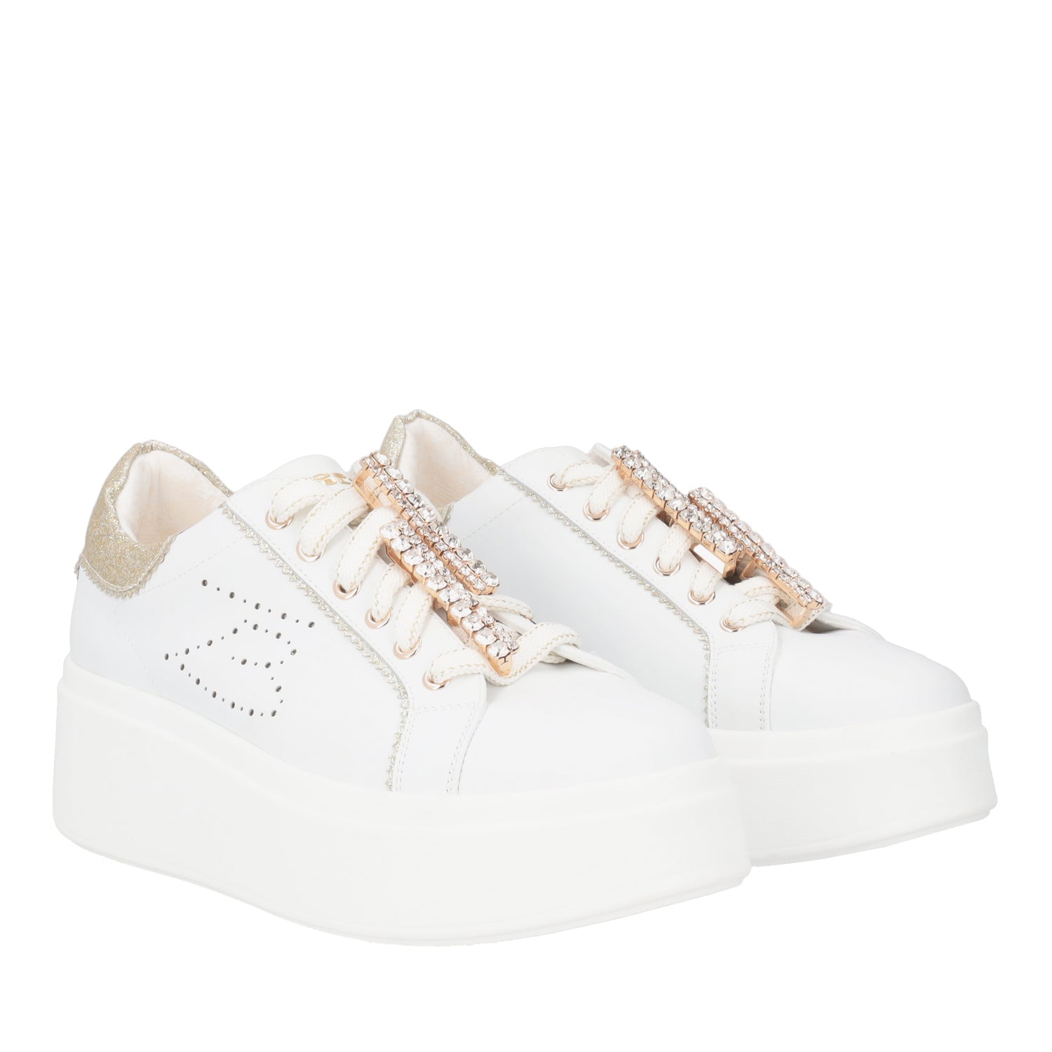 WHITE LILY SNEAKERS WITH RHINESTONES ACCESSORIES