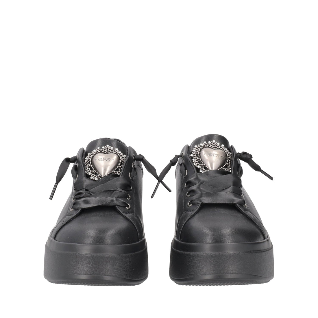 BLACK LILY SNEAKER IN LEATHER WITH APPLIED HEART