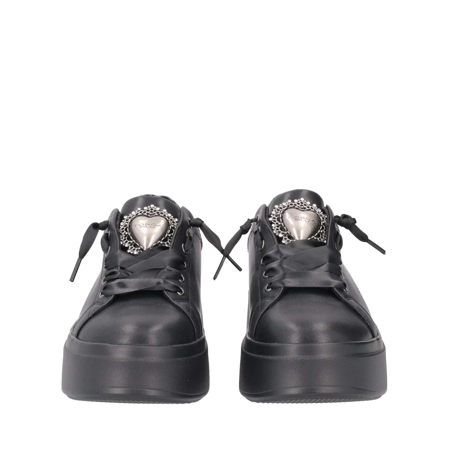 SNEAKER LILY IN PELLE CON CUORE APPLICATO COLORE NERO