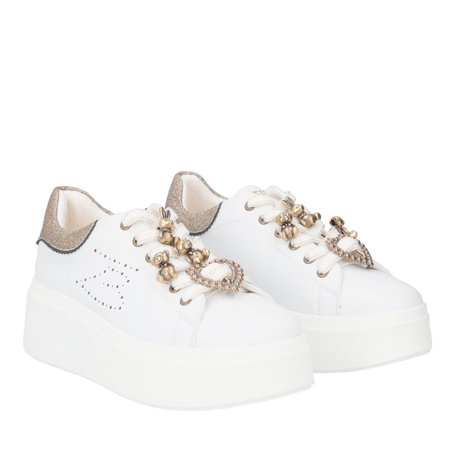 SNEAKER LILY IN PELLE CON APPLICAZIONI COLORE BIANCO