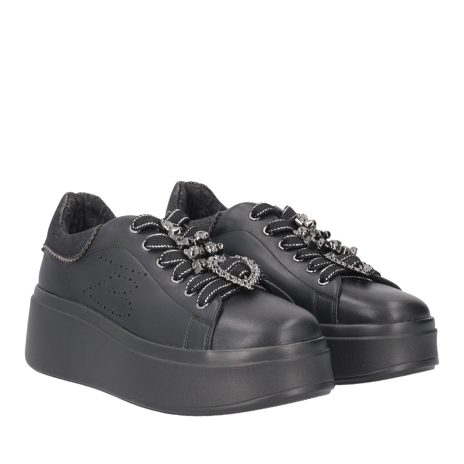 SNEAKER LILY IN PELLE CON APPLICAZIONI COLORE NERO