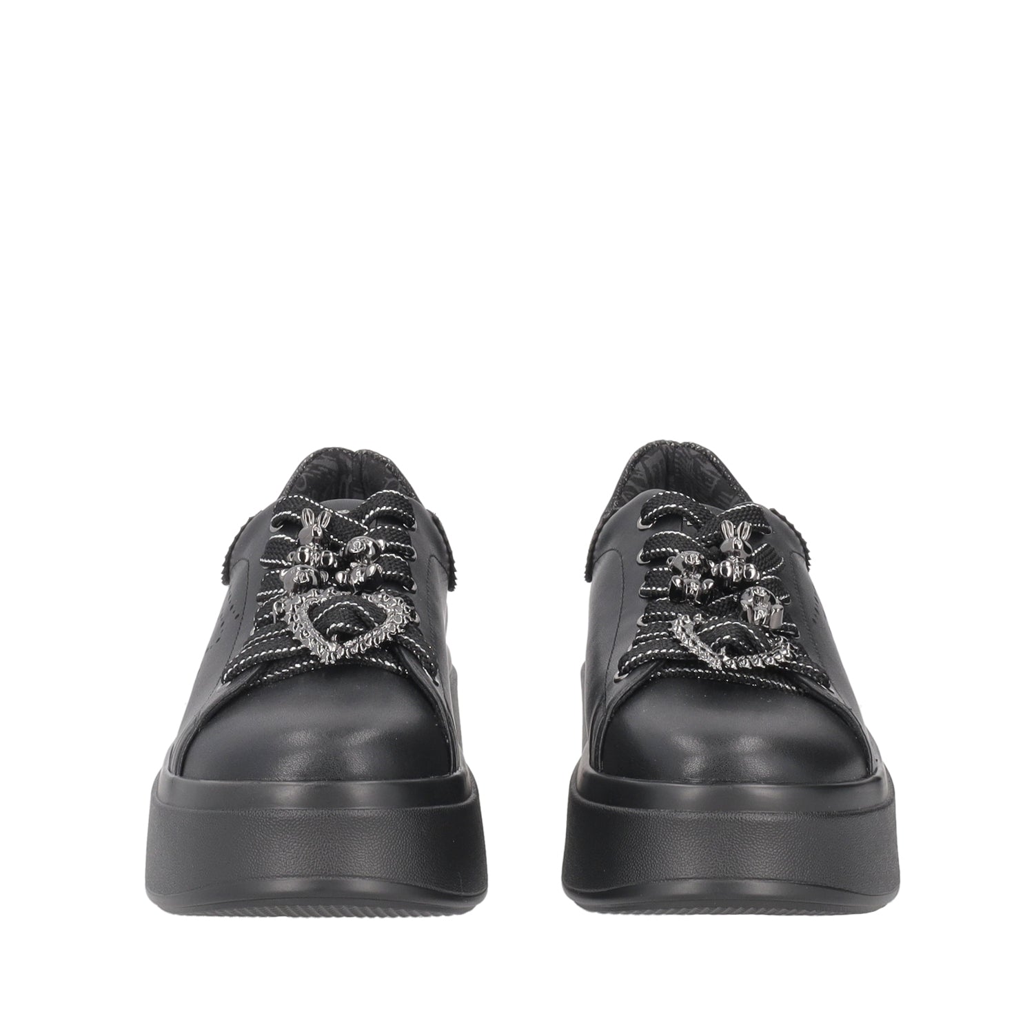 SNEAKER LILY IN PELLE CON APPLICAZIONI COLORE NERO