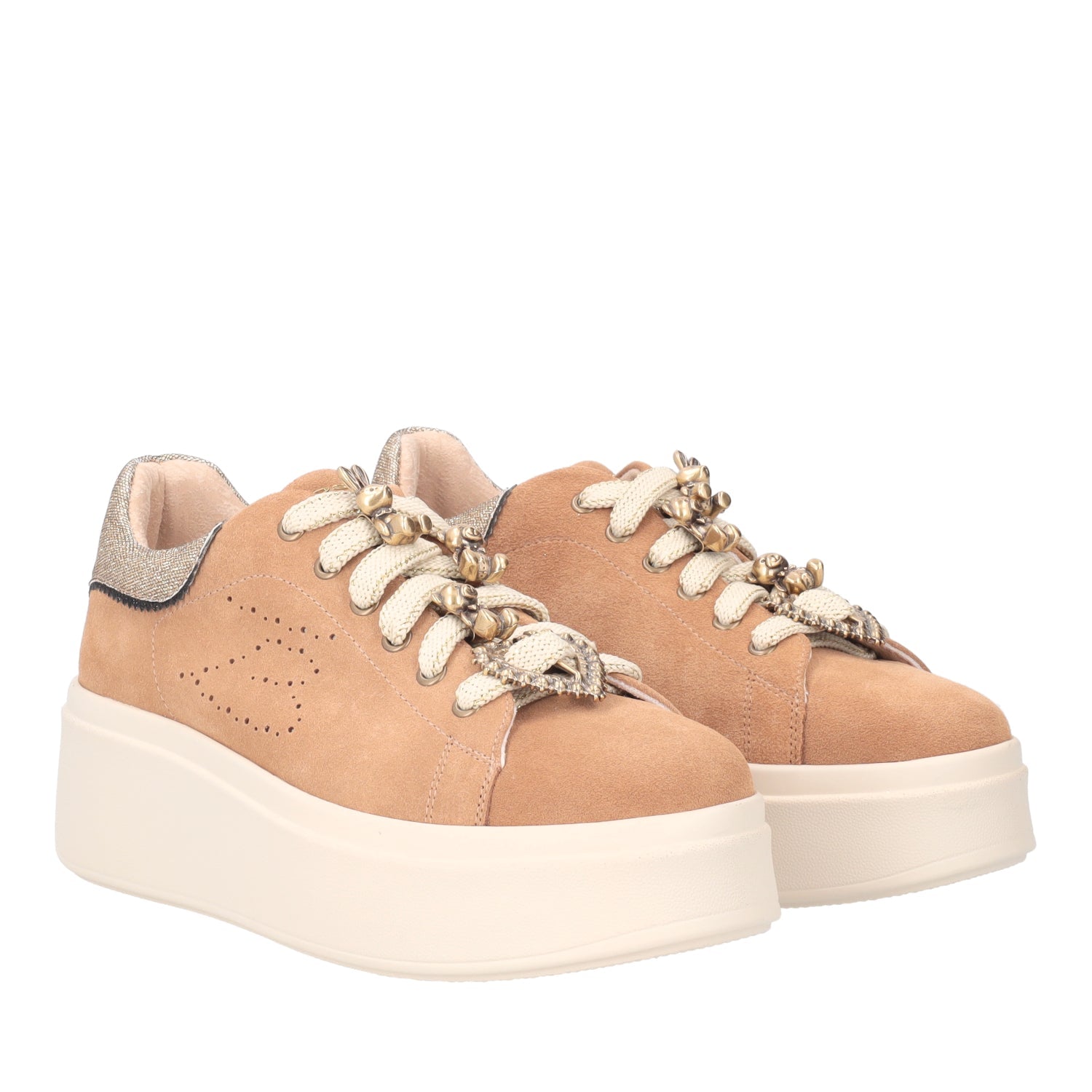 SNEAKER LILY IN SUEDE CON ACCESSORI COLORE CUOIO