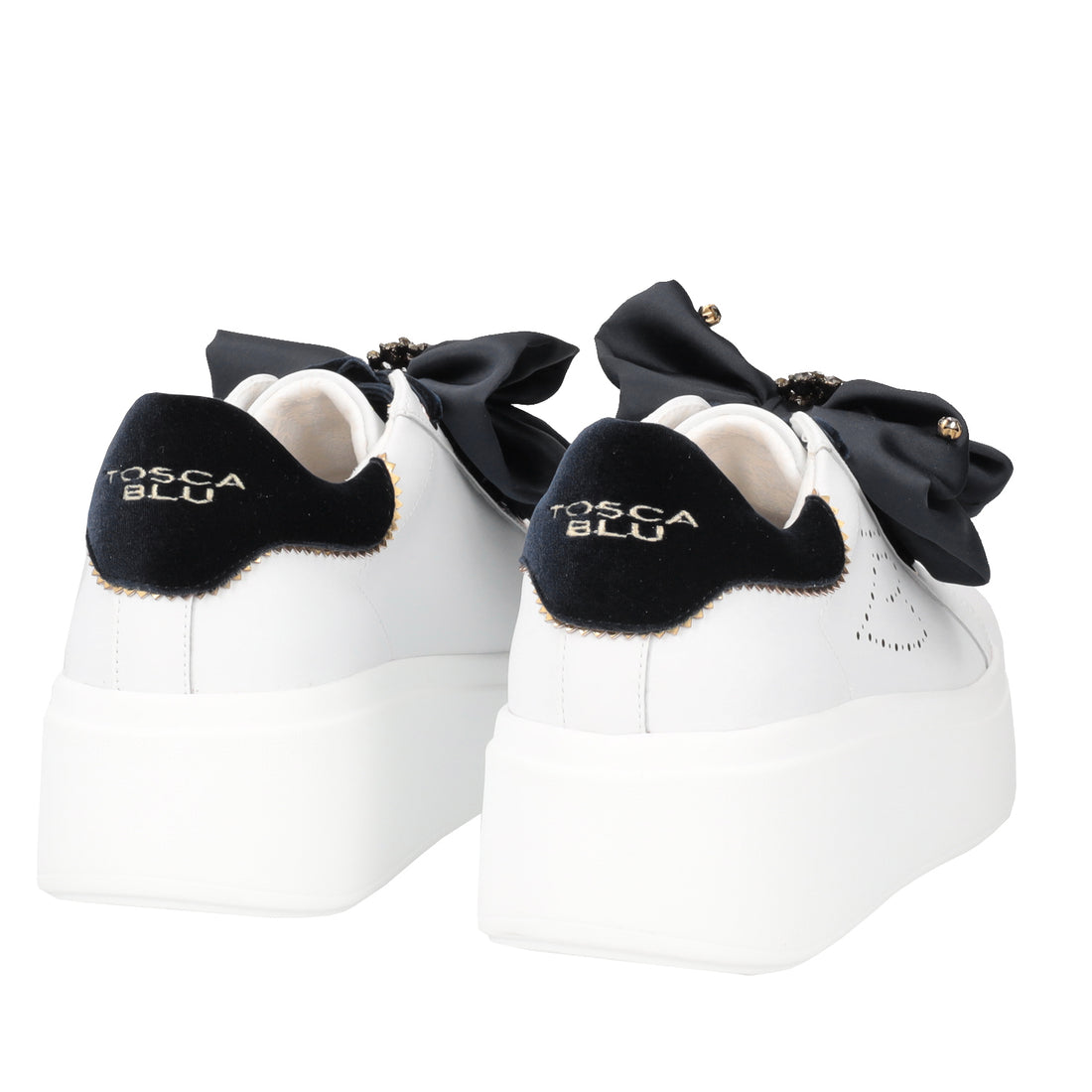 WHITE LILY SNEAKERS WITH BLACK RIBBON ACCESSORY