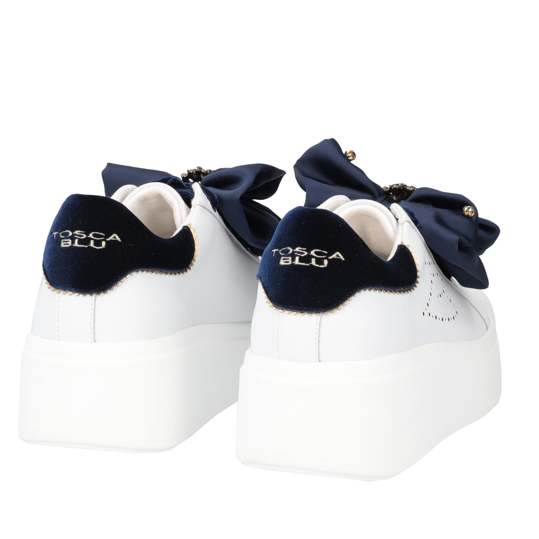 SNEAKER LILY IN PELLE CON FIOCCO COLORE BIANCO/BLU