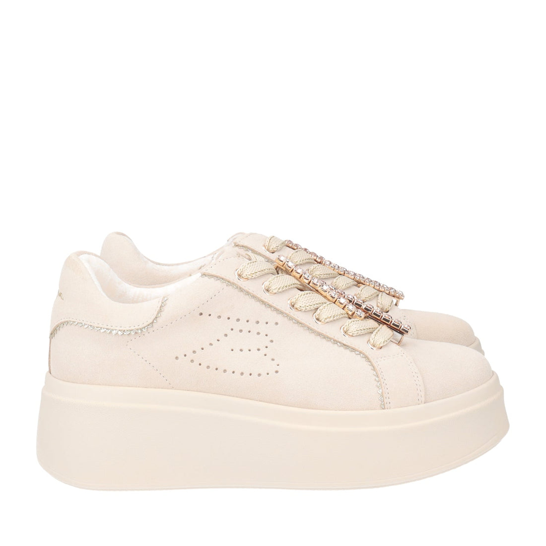 BEIGE LILY SNEAKER IN SUEDE WITH RHINESTONE