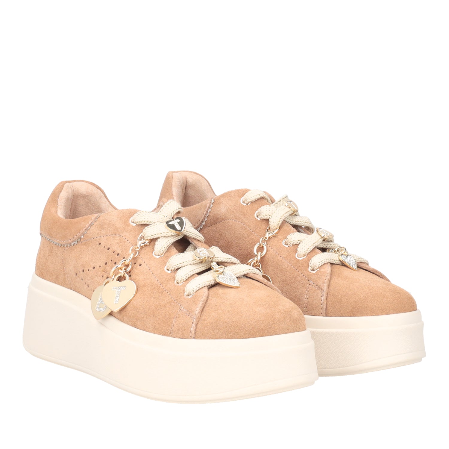 TAN LILY SNEAKERS IN SUEDE WITH CHARMS