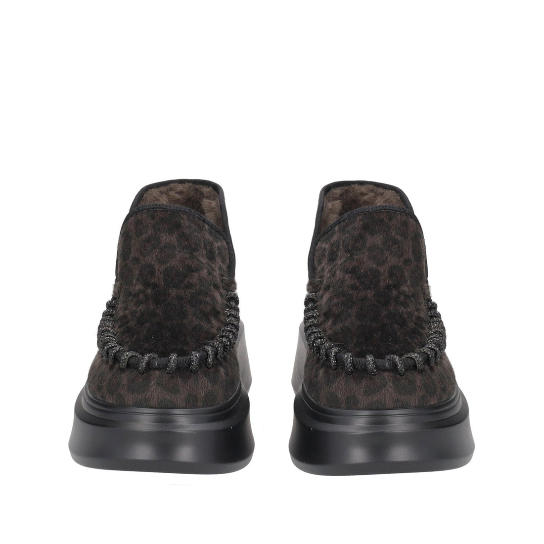 DARK BROWN BERGEN LEATHER ANKLE BOOT WITH ANIMALIER PRINT