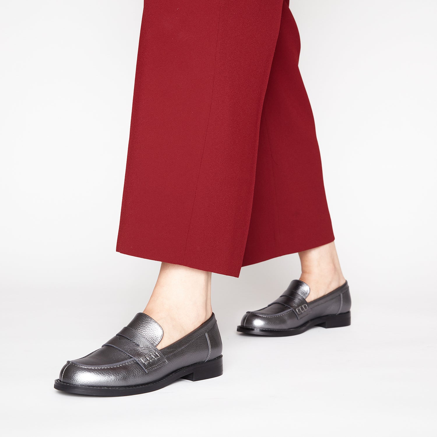 GUN METAL BROOKS LEATHER LOAFERS