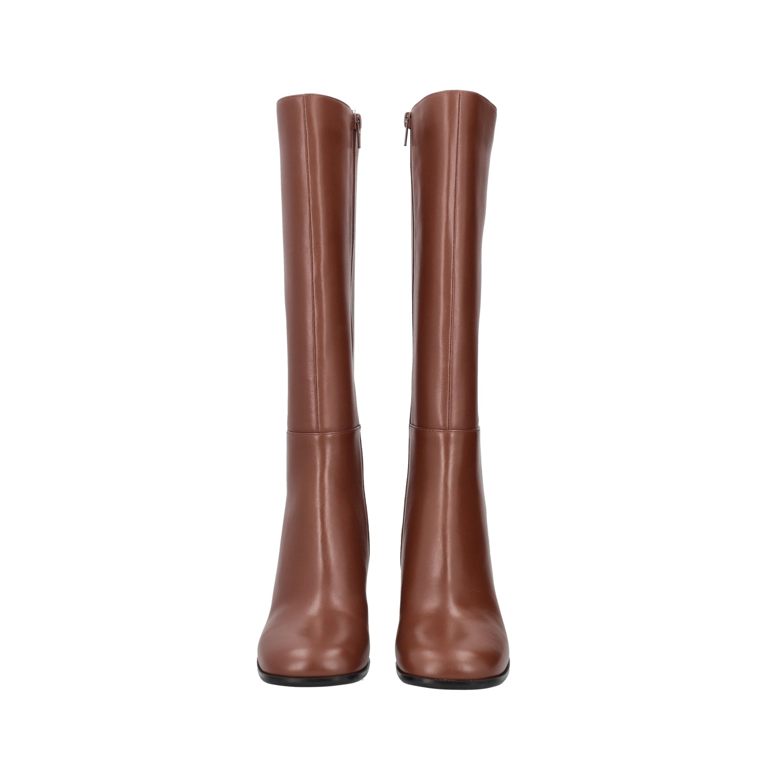 BROWN GENEVA LEATHER BOOT WITH HEEL