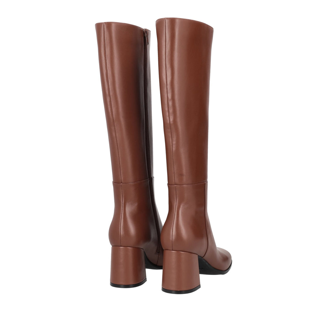 BROWN GENEVA LEATHER BOOT WITH HEEL