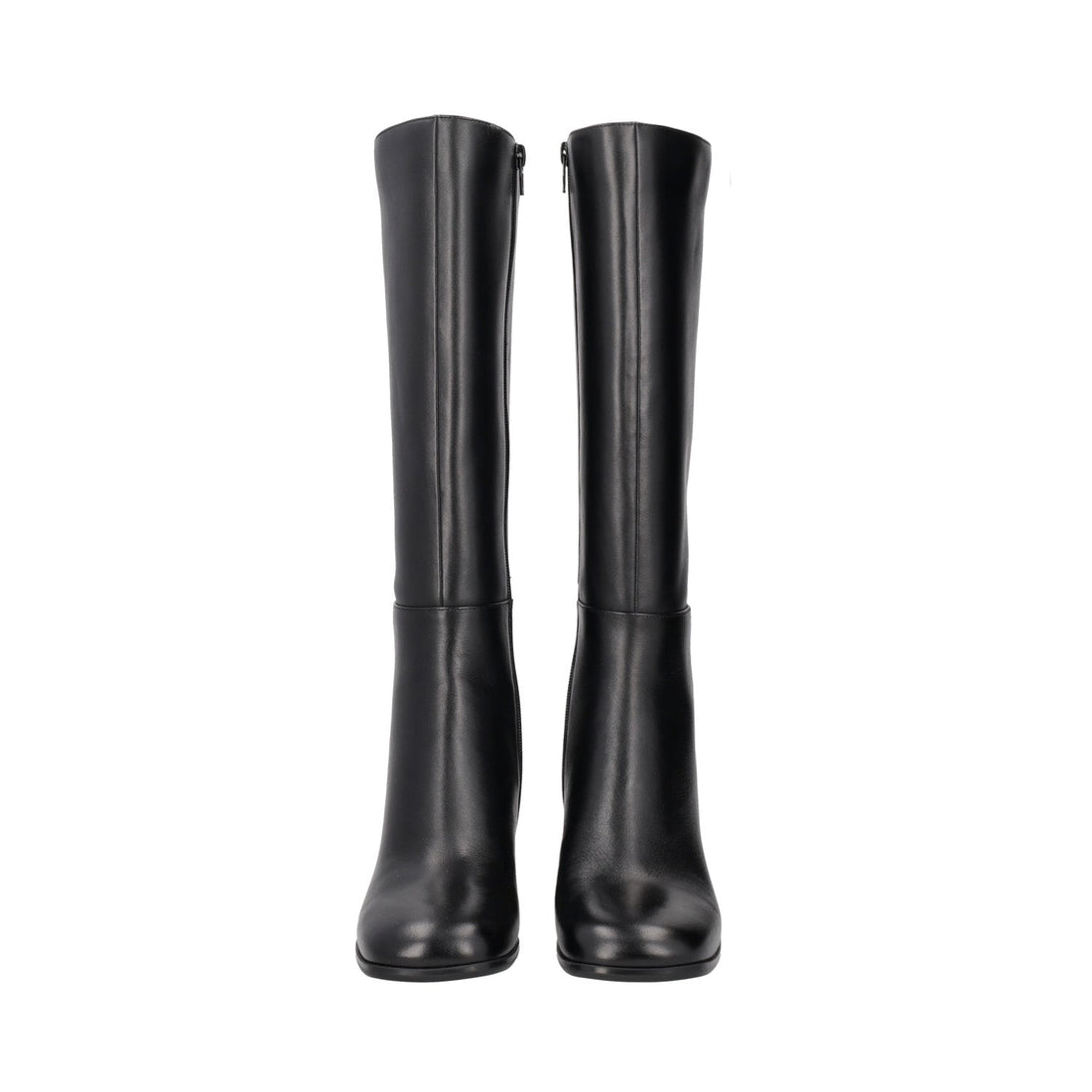 BLACK GENEVA LEATHER BOOT WITH HEEL