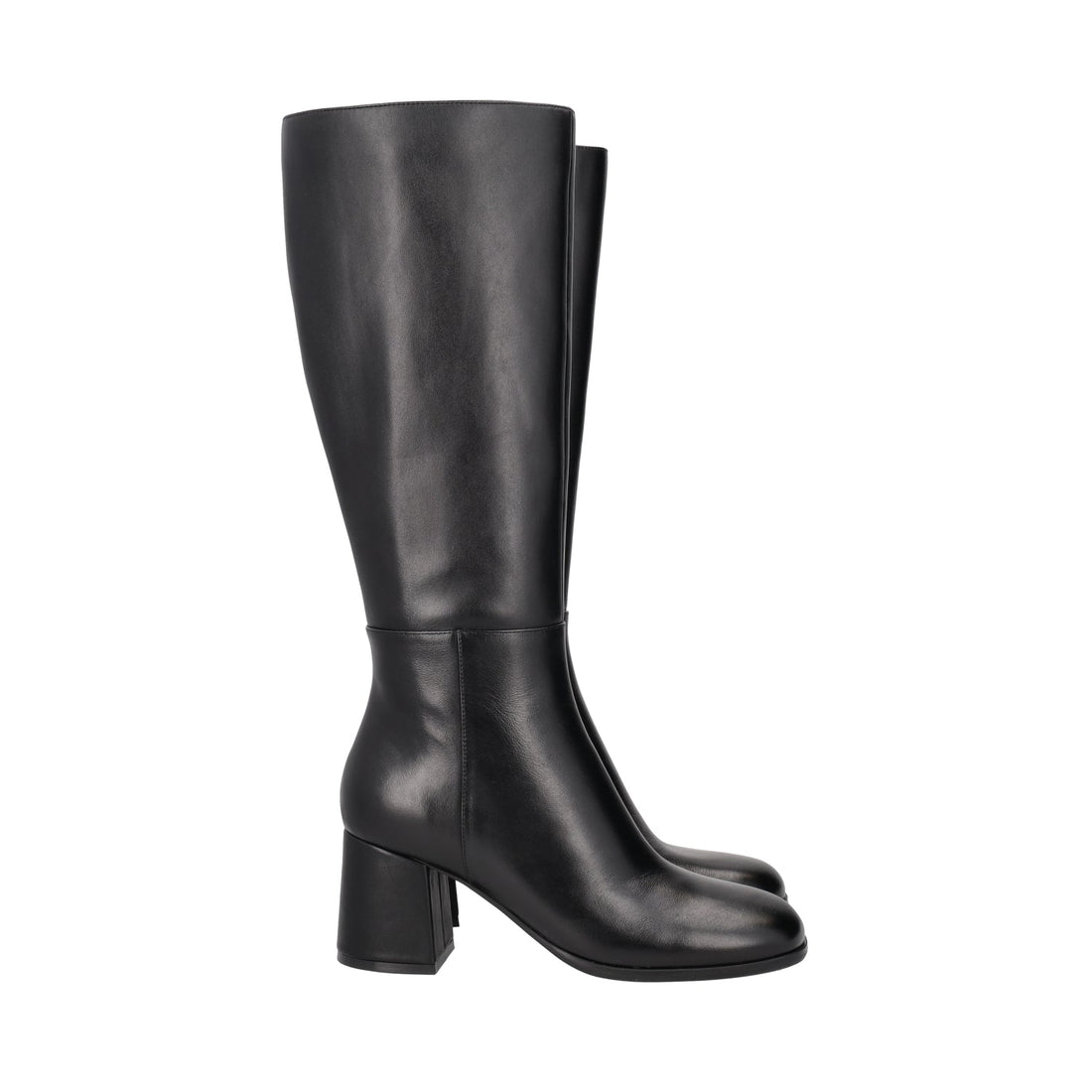 BLACK GENEVA LEATHER BOOT WITH HEEL