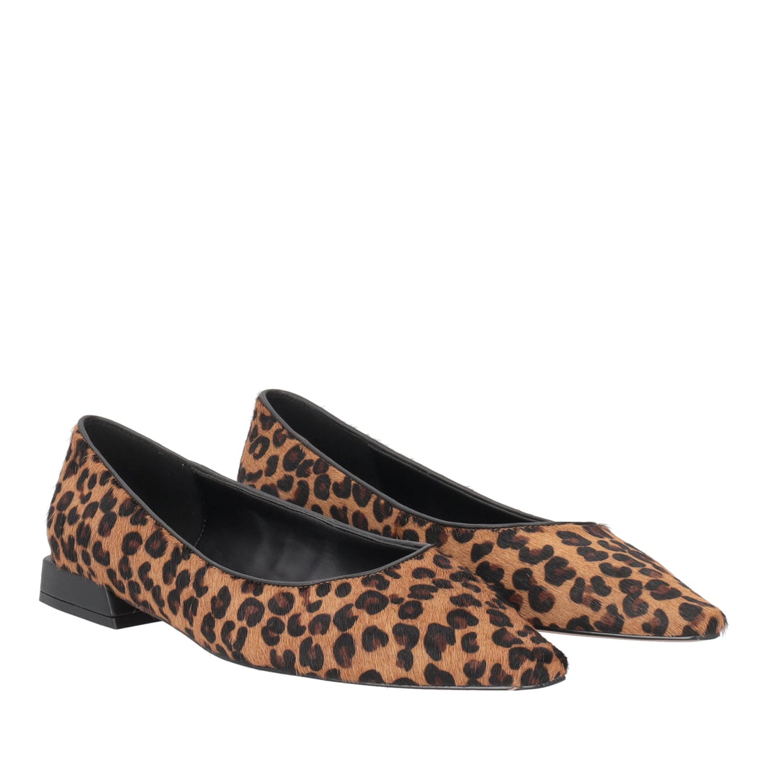 BEIGE LEATHER BALLERINAS WITH ANIMAL PRINT