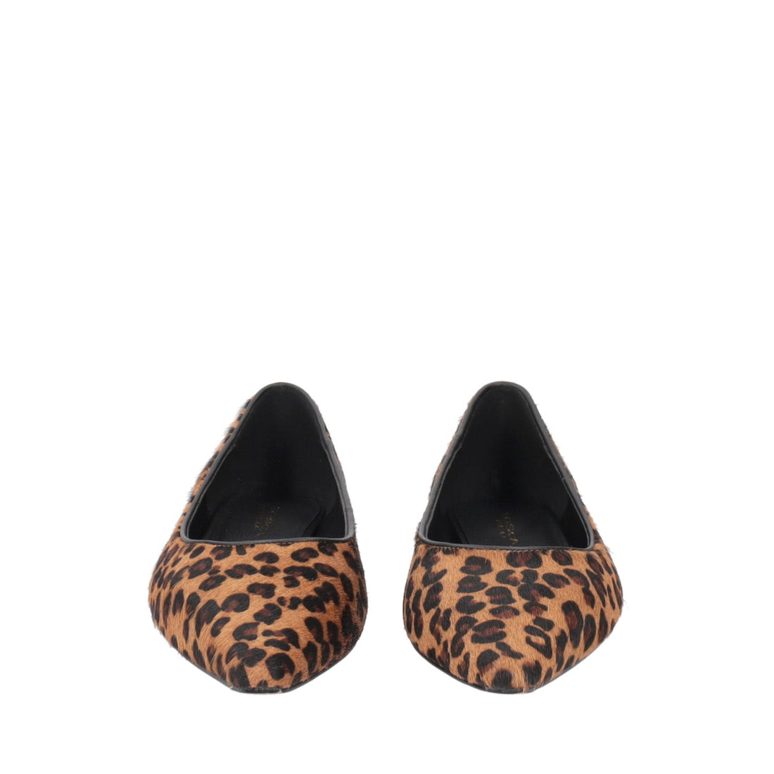 BEIGE LEATHER BALLERINAS WITH ANIMAL PRINT