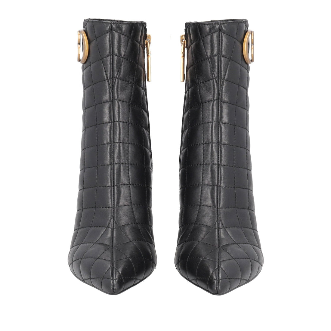 BLACK ICY ANKLE BOOTS IN QUILTED LEATHER