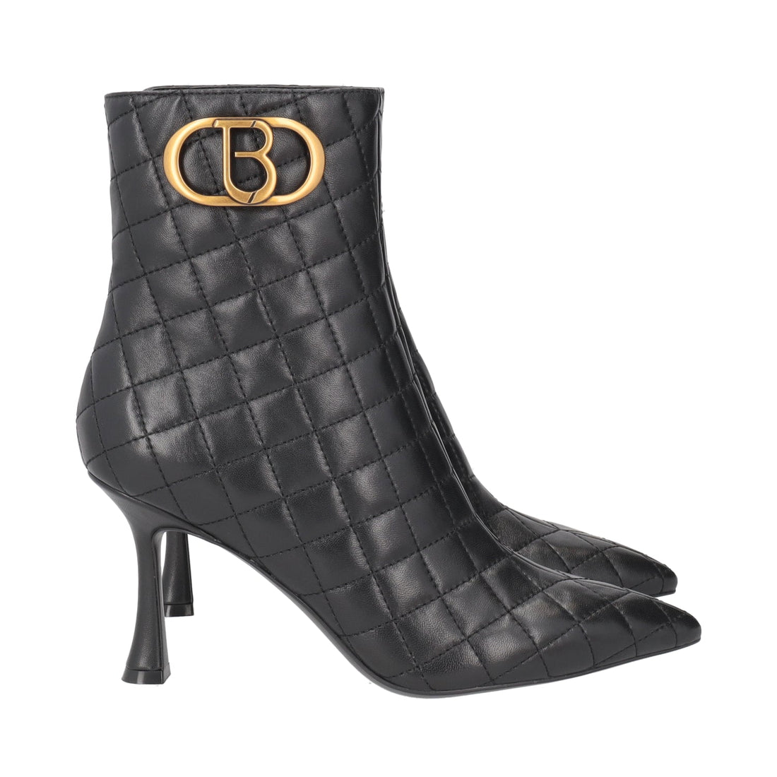 BLACK ICY ANKLE BOOTS IN QUILTED LEATHER