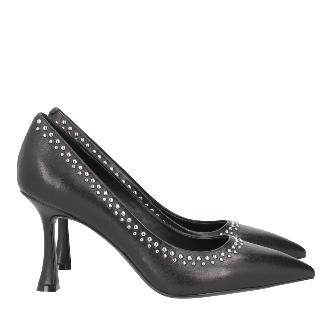 BLACK ICY LEATHER PUMPS WITH STUDS