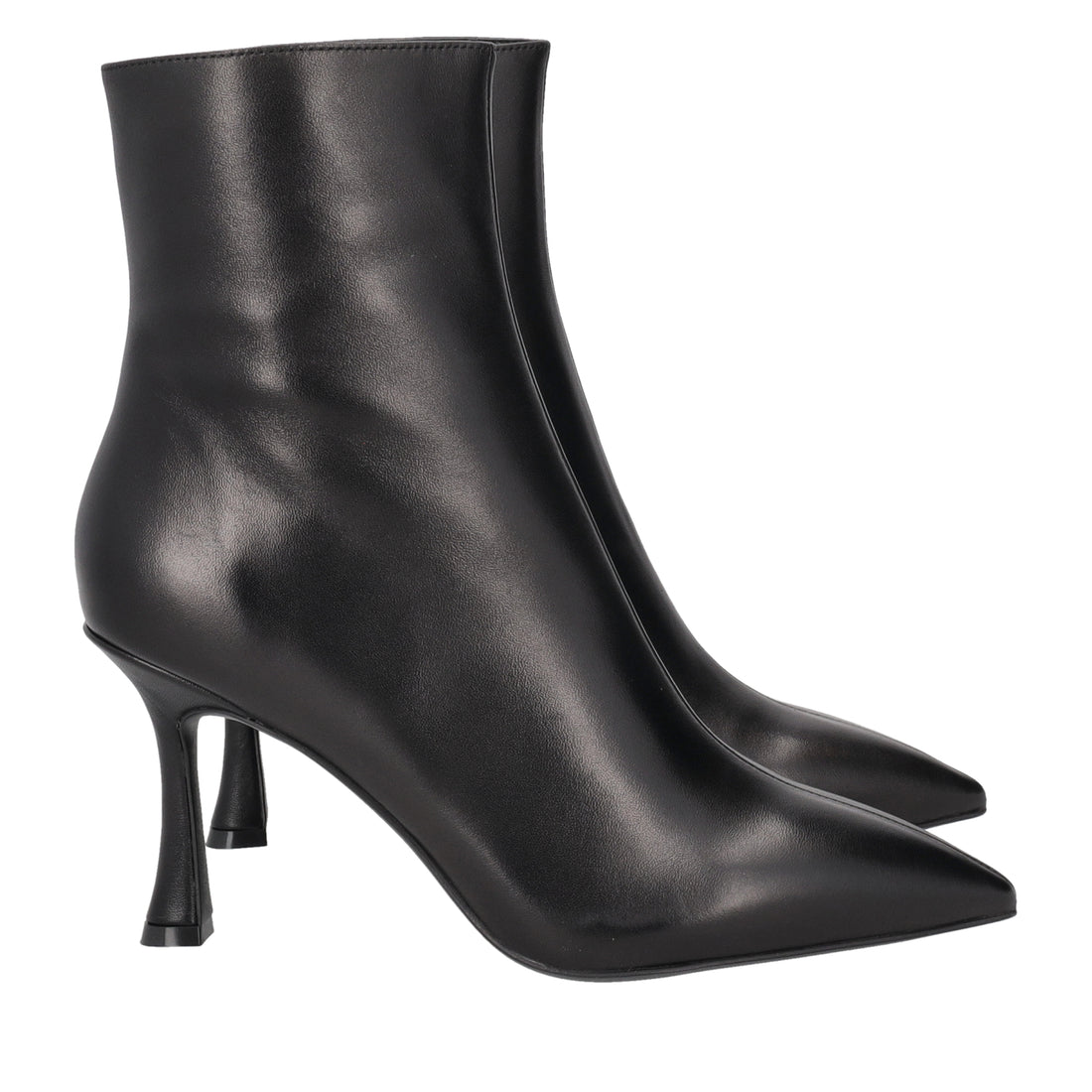 BLACK ICY LEATHER ANKLE BOOT