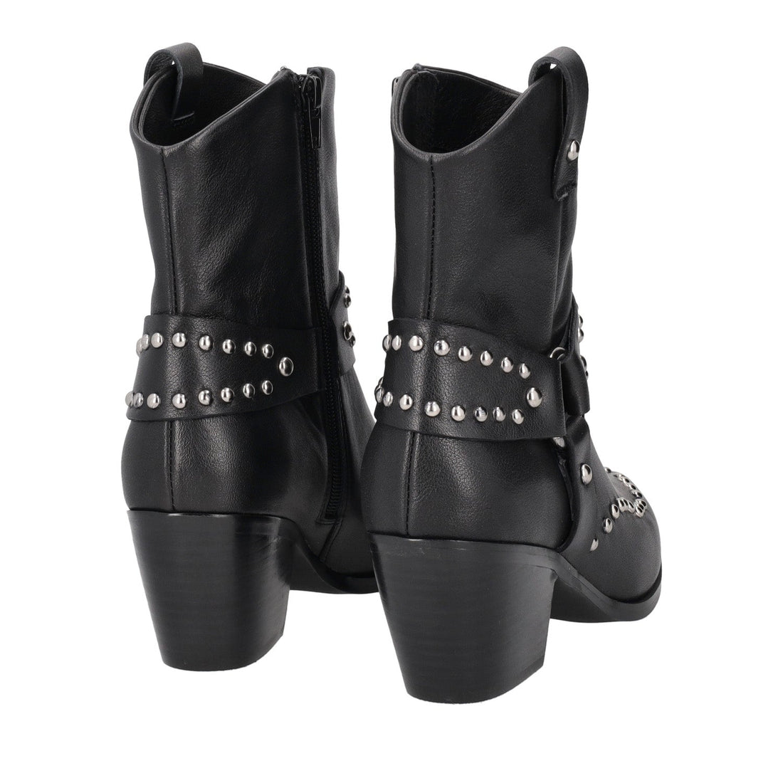 BLACK NEVADO ANKLE BOOT WITH STRAP AND STUDS