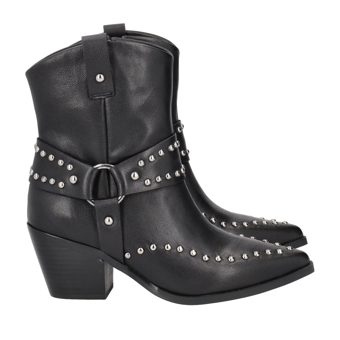 BLACK NEVADO ANKLE BOOT WITH STRAP AND STUDS