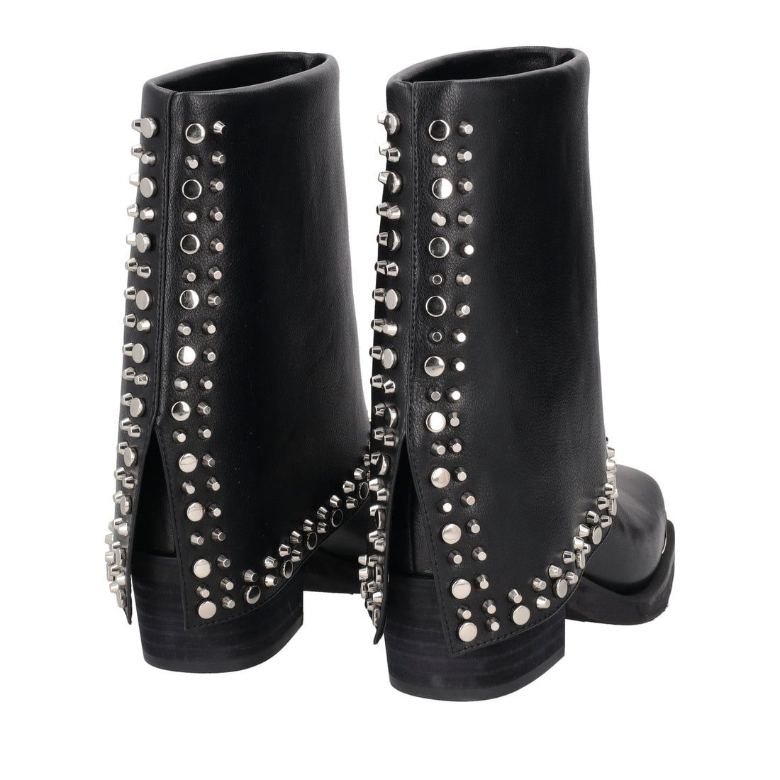 BLACK LEATHER ANKLE BOOT NORTHSTAR WITH STUDS