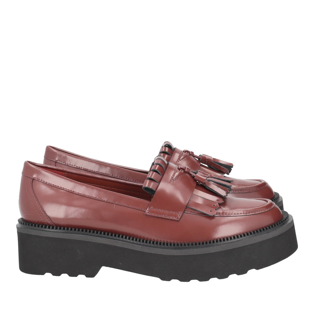 BROWN RILA LEATHER MOCCASIN WITH FRINGES